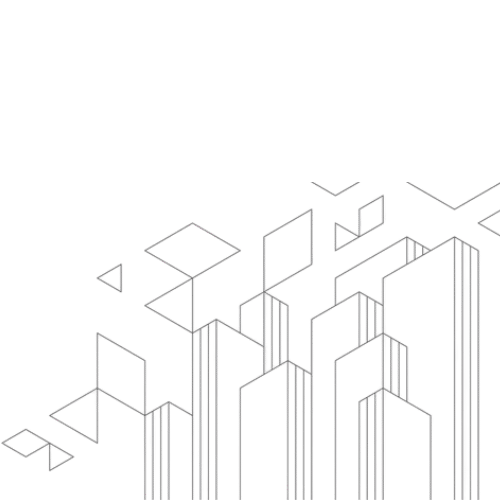 Abstract geometric design with interconnected lines and floating shapes.