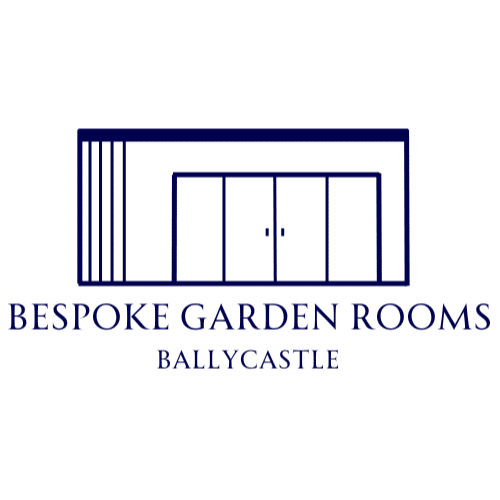 Bespoke Garden Rooms logo design with stylized structure and text.