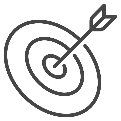Arrow hitting the center of a target icon.